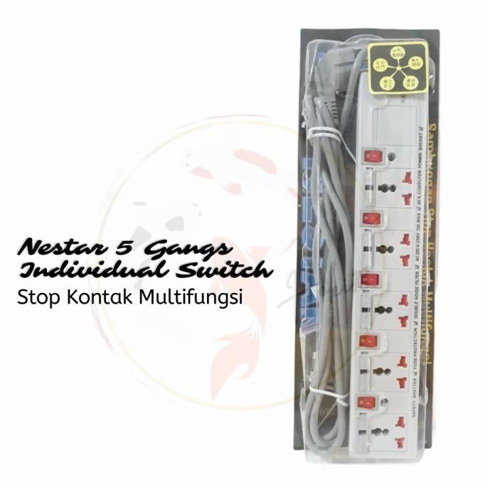 Stop Kontak Nestar Winstar 5 Lubang/Colokan Listrik ready shipping