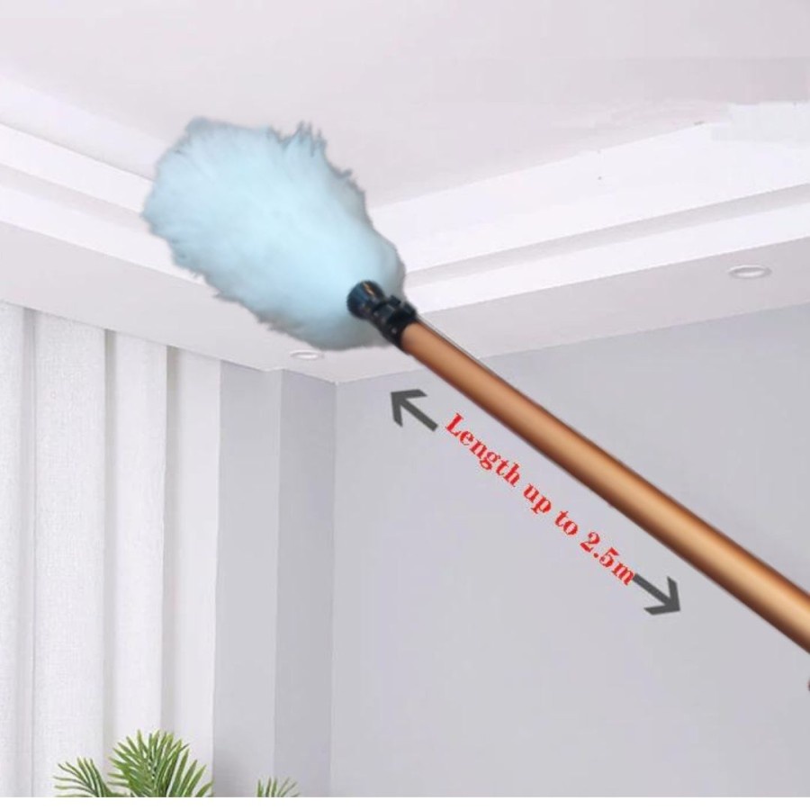 Alat Pembersih Rumah Mobil Kemoceng Telescopic Bulu Domba Polidor Duster Mikrofiber