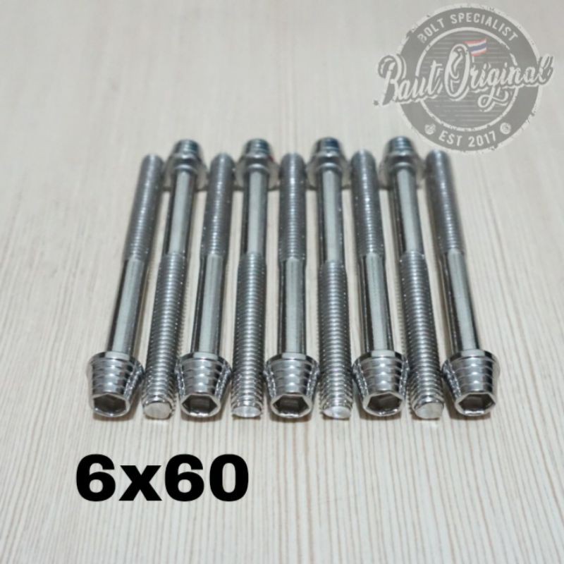 Baut probolt kerucut silver 6x60 drat 10 panjang 6cm heng thailand harga satuan