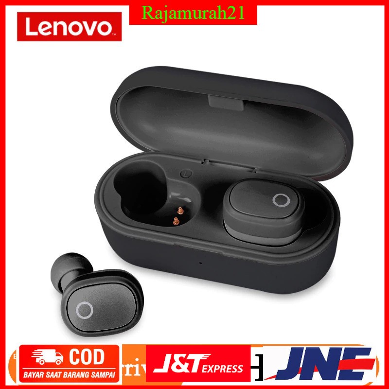 Lenovo TWS Sport Earphone True Wireless Bluetooth 5.0 with Charging Dock - HT18 - Black - ILSK09BK