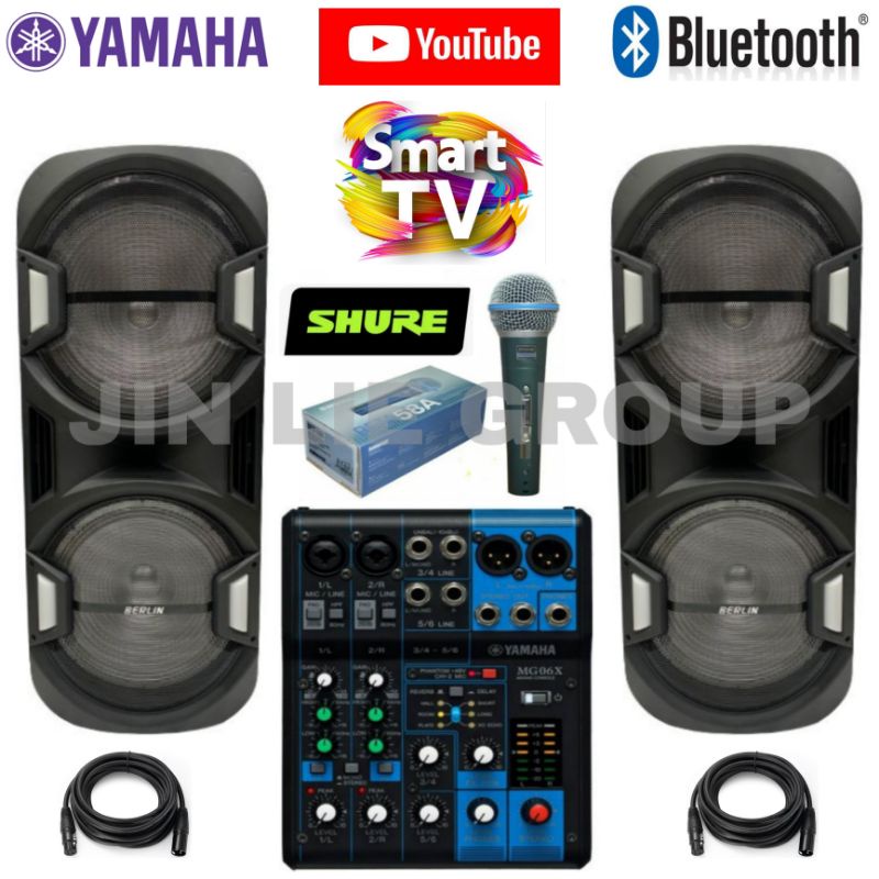GROSIR PAKET SOUND MIXER YAMAHA 6 CHANNEL 15 INCH DOBLE BERLIN BLUETOOTH