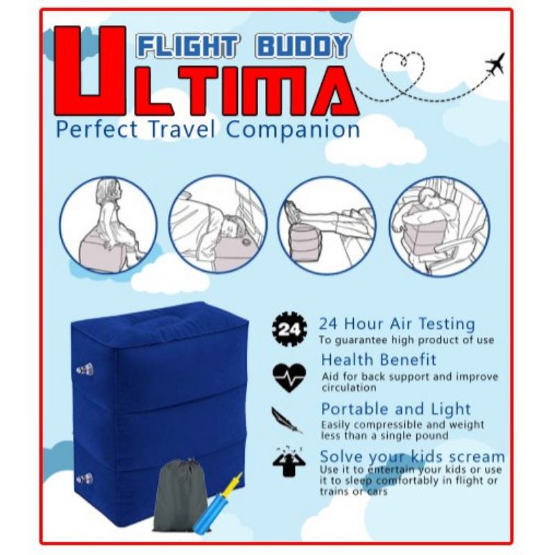 Ultima Flight Buddy Inflateable foot Rest - Foot Rest utk Pesawat Mobil Bus ( Inc Pompa )