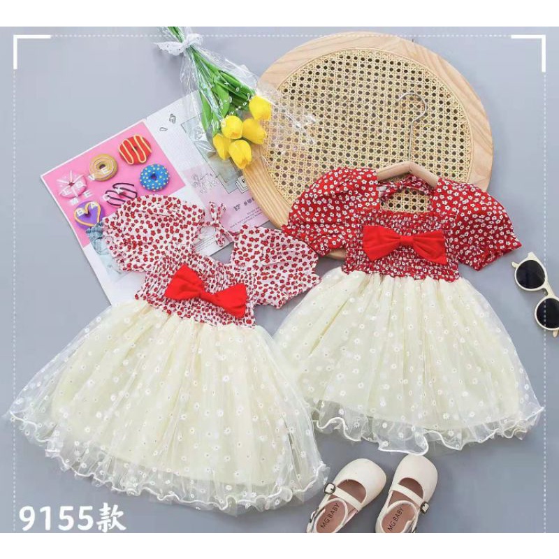 [0-5th] DRESS TUTU ANAK GAUN PESTA SMOKE IMPORT / DRESS SMOKE TILE ANAK IMUT MOTIF POLKADOT DRESS TUTU ANAK IMPORT PREMIUM KERUT SMOKE SABRINA / DRESS PESTA ANAK SABRINA TUTU