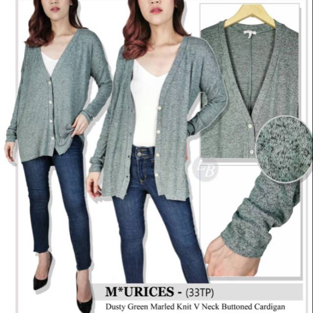 Maurices green marled knit v-neck buttoned cardigan