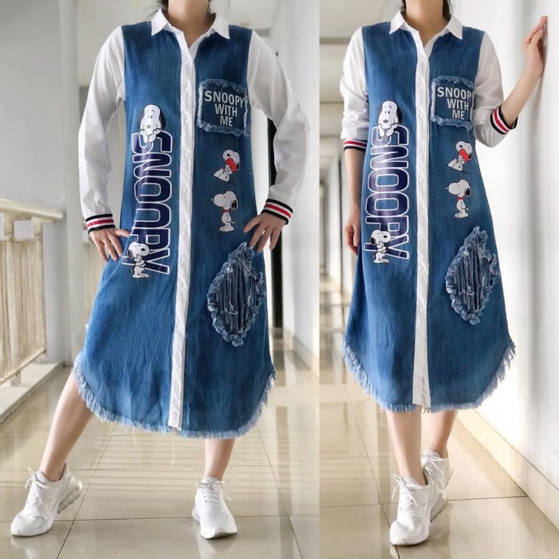 long tunik/long dres/tunik jeans/gamis jeans/gamis maxi/gamis wanita/long tunik gamis/tunik panjang