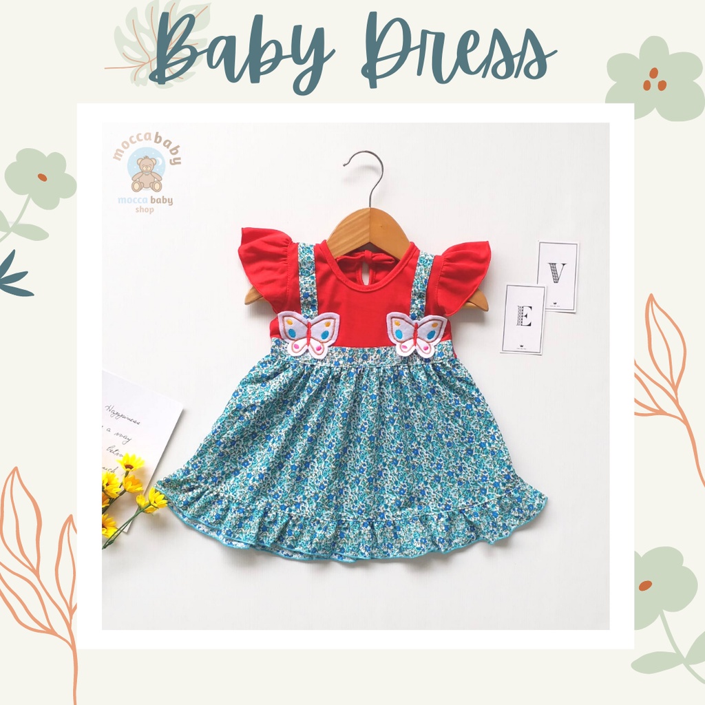 MBSS - QIU2 BUTTERFLY Baju Bayi Model Dress MURAH Baby Girl (0-6 bulan) Dress Anak Perempuan