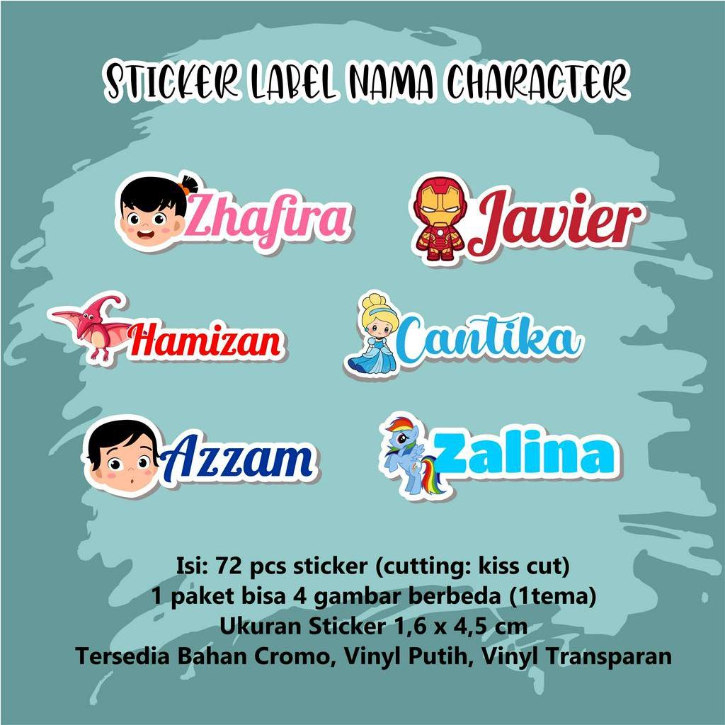 

[1 PAKET ISI 72 PCS STIKER] - Stiker Nama / Sticker Label Nama Desain Karakter Anak - DESAIN KARTUN CHIBI KARTUN ANAK LUCU isi 72pcs