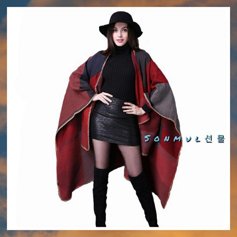 WOMAN WINTER PONCHO CAPE JACKET IMPORT JAKET JUBAH WANITA MUSIM DINGIN