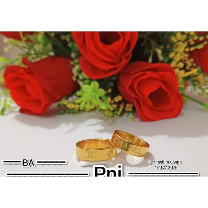 CINCIN COUPLE TITANIUM CHANEL GOLD SIZE 6 7 8