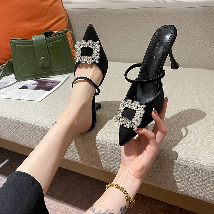 RYS - Square Rhinestone Sepatu Heels Fashion Wanita Pesta / Casual - Ori Import