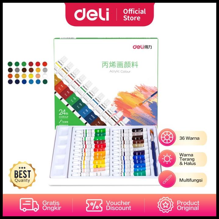 

Deli Acrylic Paint/Cat Akrilik Anak 24/36C Dapat Ditulis Di Kain 7391X