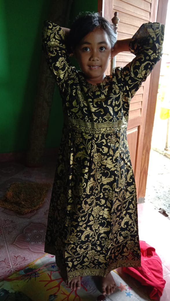 Batik Gamis Murah Hitam Kembang Baju Atasan Wanita Seragam Pekalongan Alkhalis