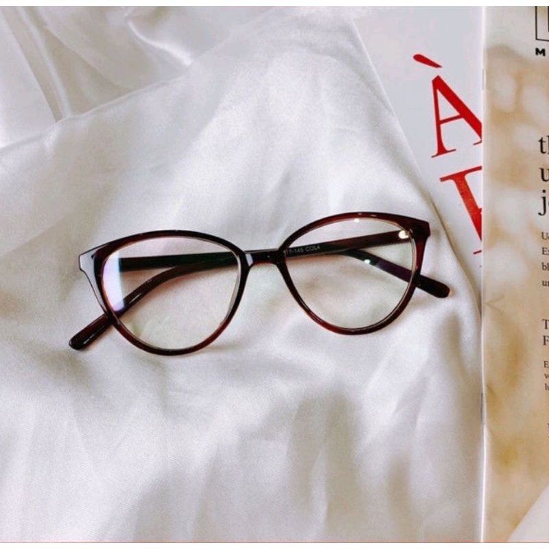 Kacamata Korea Wanita Kacamata Anti Radiasi Wanita Fashion Cat Eye Retro Flat Eyeglasses BIMA.Ols