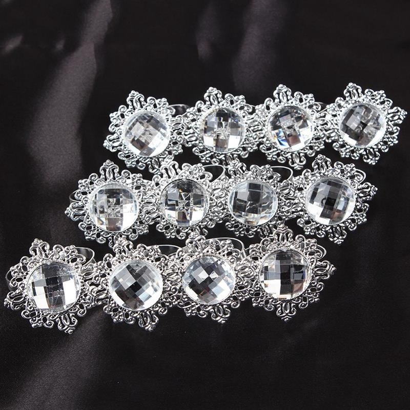 12PCS Crystal Napkin Ring for Table Kitchen Serviette Holder Wedding Banquet Dinner Christmas Decor