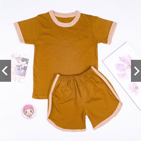 Set Ringer Tee Earth Tone Series / Setelan Anak Katun 0-5 Thn / Playset / Basic Tee Hotpants