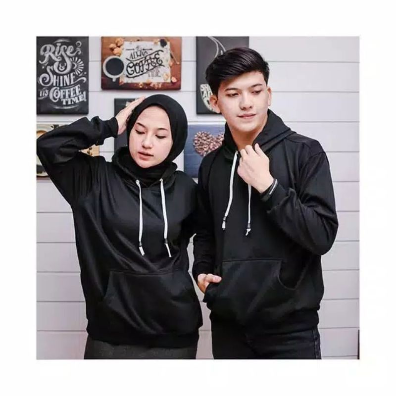 sweater Hoodie pria wanita polos Natural pleace tebal ( cod )