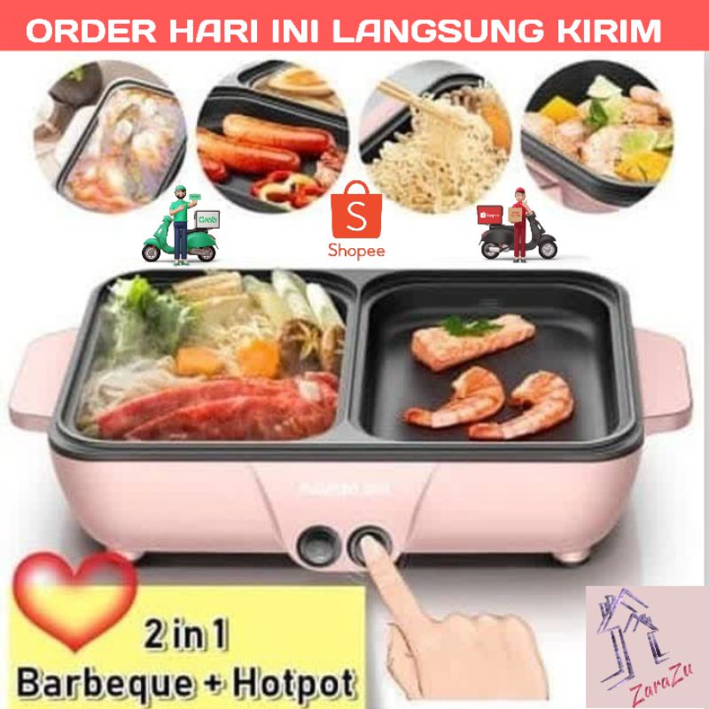 Elektronic Hot Pot And Grill - BBQ Shabu Panggangan 2 In 1 Multifungsi BIsa Rebus dan Panggang