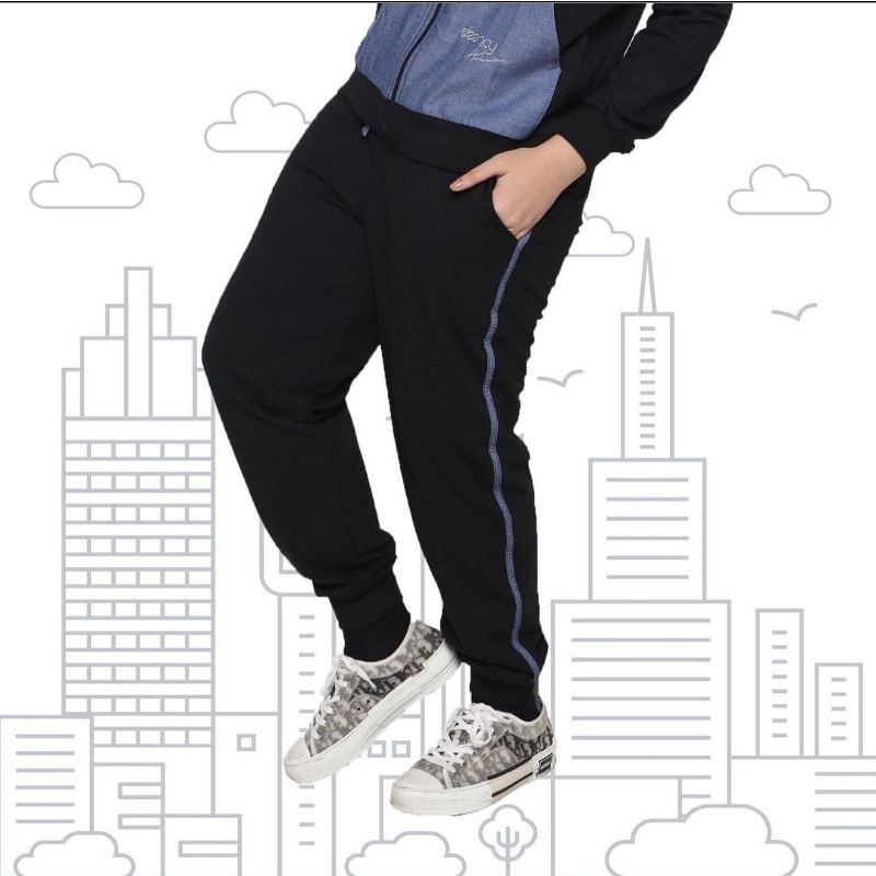 Deenay Active Trousers in Black/Celana olahraga/muslimah/Original