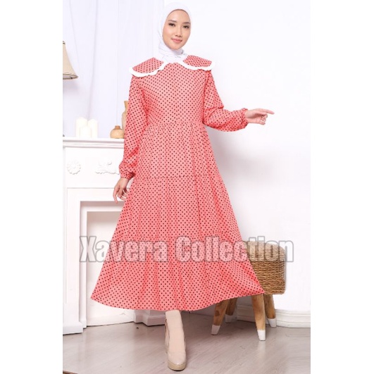 XC - Midi Dress Polka 03 / Dress Midi Wanita Kekinian