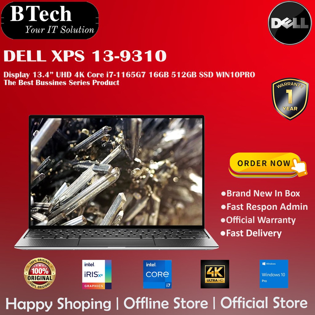 DELL XPS 13-9310 13.4 UHD 4K Core i7-1165G7 16GB 512GB SSD WIN10PRO