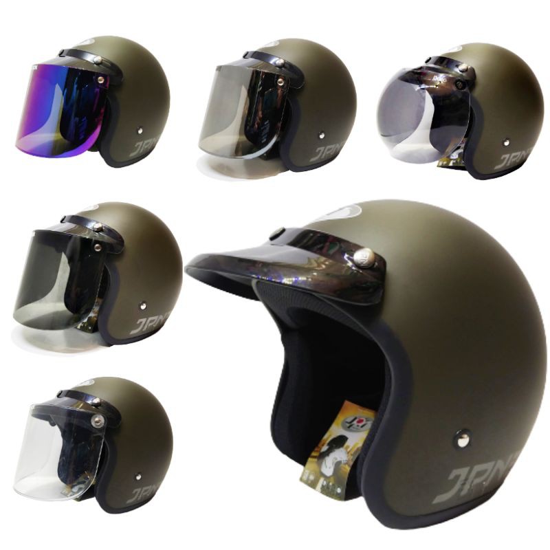 Helm Jpn Retro Warna Hijau Army Dop