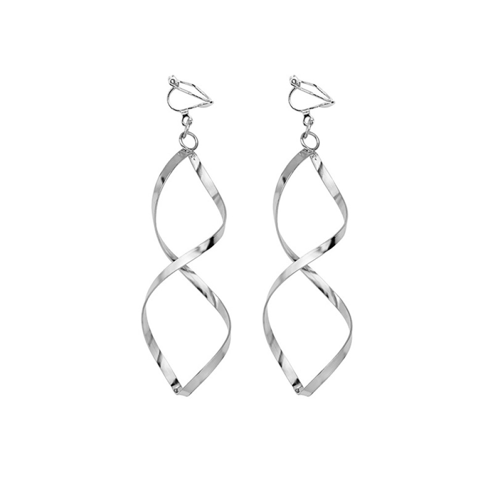 Anting Klip Tanpa Tindik Bentuk Geometri Warna Emas / Silver Untuk Wanita