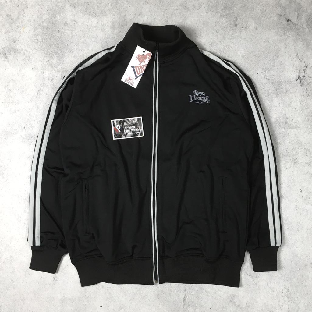 TRACKTOP LONSDALE LONDON WITH 2 STRIPE TE BLACK 1:1 MIRROR ORIGINAL