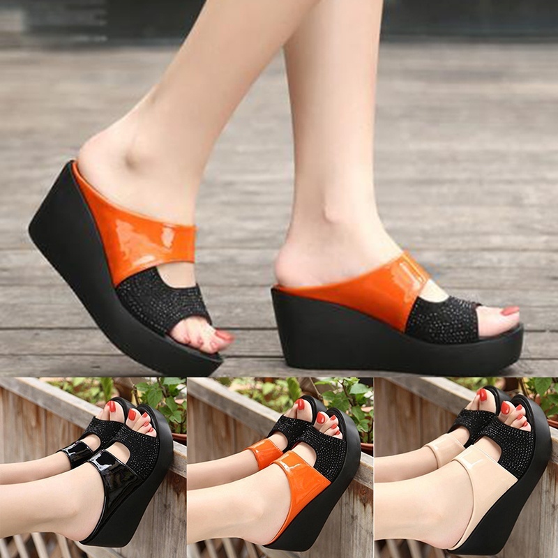 Women S Slippers Thick Bottom Wedge Shoes Women Open Open Toe Shoes Casual Shoes Summer Ladies Roman Beach Sandals Women Slippers Shopee Indonesia