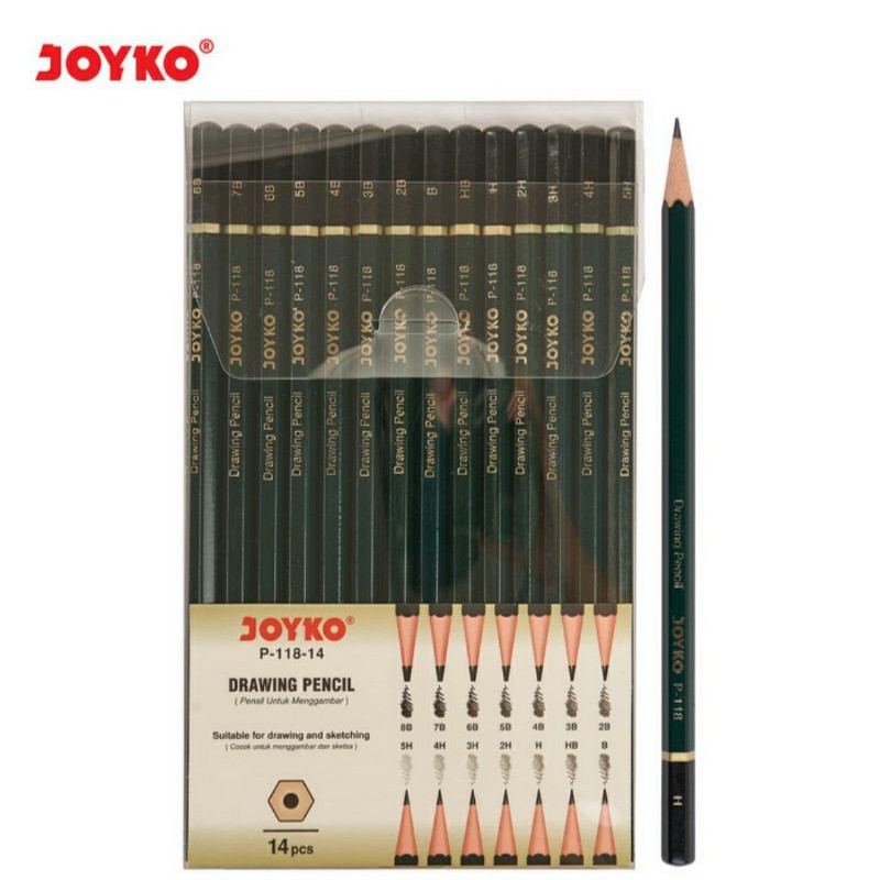 

JOYKO P118 DRAWING PENCIL SET LENGKAP 14 UKURAN PENSIL GAMBAR B 2B 3B 4B 5B 6B 7B 8B HB H 2H 3H 4H 5H