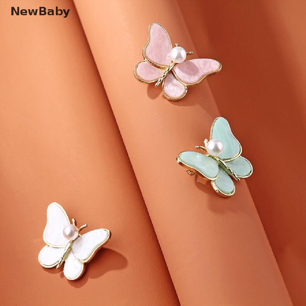 Newbaby Bros / Pin Bentuk Kupu-Kupu Aksen Mutiara Imitasi Untuk Perhiasan Wanita / Pernikahan