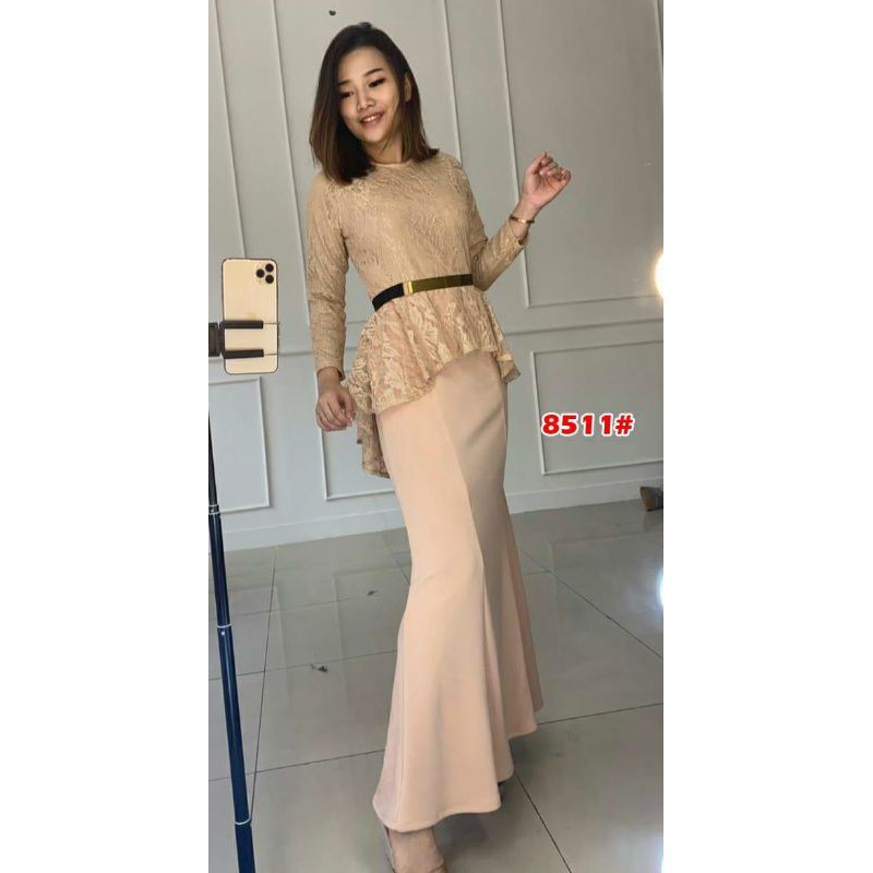 8511# longdress fashion ekor pesta/+FREE BELT BESI