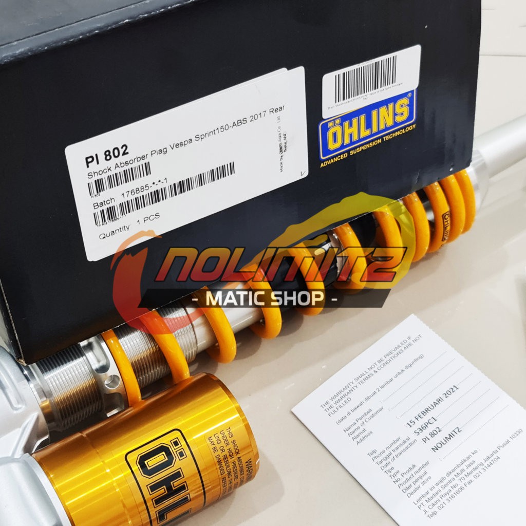 Shock Shockbreaker OHLINS PI 802 Vespa Sprint Primavera 3V IGet S LX GT Rear