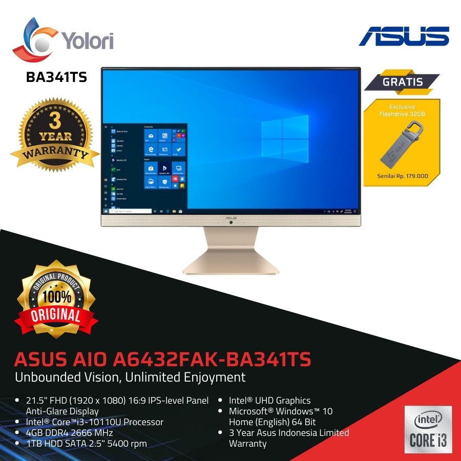 Asus AIO A6432FAK-BA341TS i3-10110U 4GB 1TB Intel UHD Windows 10
