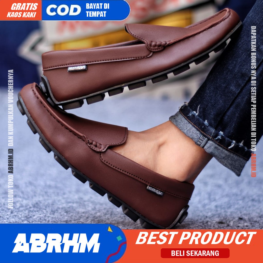 ABRHM x VENEZIA Sepatu Slip On Pria Sepatu Pria Casual Pria Kulit Pu Moccasin Sepatu Kerja Pantofel Semi Formal Sepatu Kasual Santai Gaya Keren Kekinian Murah Terlaris