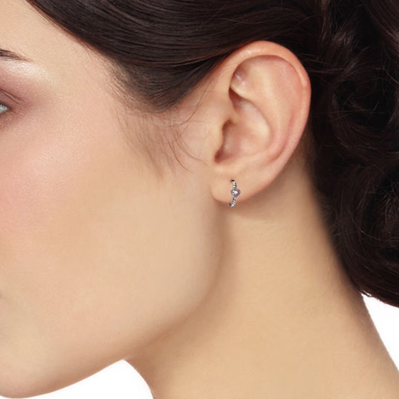 Anting Bentuk Hati Bahan Zirkon Warna Pink Untuk Wanita