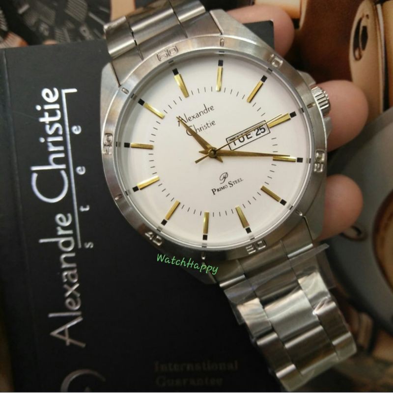 Alexandre Christie AC 1011 ME AC1011 ME 1011ME 1011 ME Men DayDate White Dial Stainless 100%Original