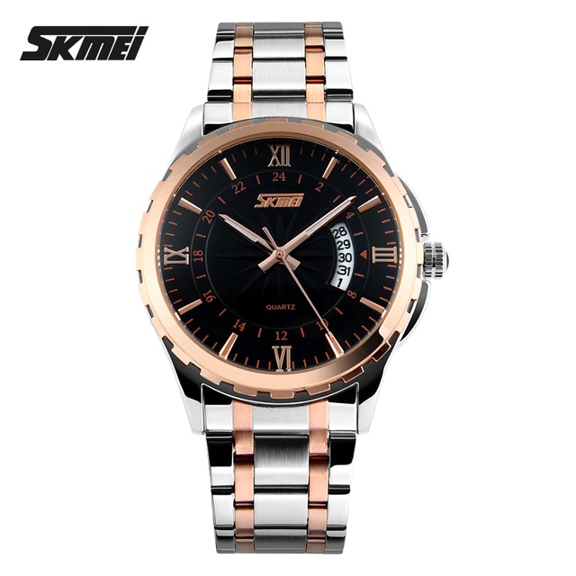 Jam Tangan Pria SKMEI 9069 Stainless Steel Jam Tangan Analog Date SKMEI Original