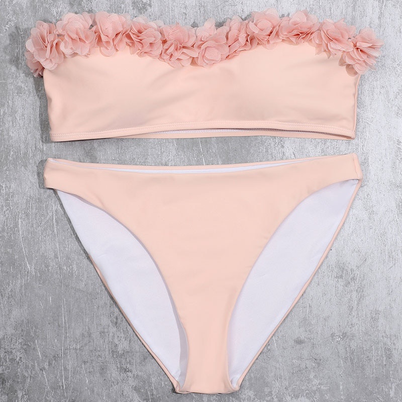 PREORDER ZTVitality Bunga Bikini Bikini Pink 2020 Hot Sale Padded Strapless Pinggang Rendah Baju Ren
