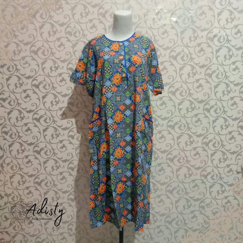 Batik Kencana Ungu Daster Model Kantong 2 Kancing Depan