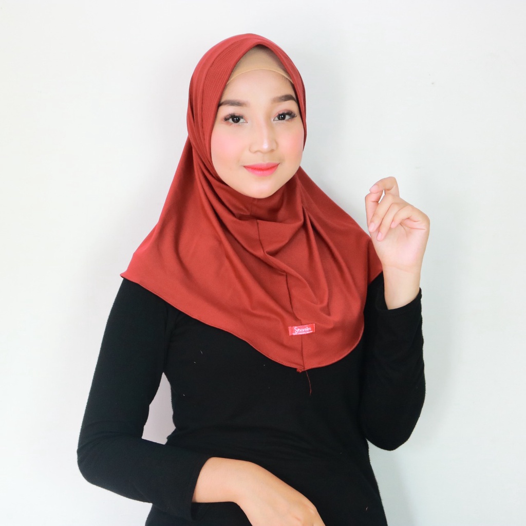 Jilbab sport - Jilbab Instan Hijab Sporty Jersey Premium Olahraga Volly Basket Futsal By Shamira-Maroon