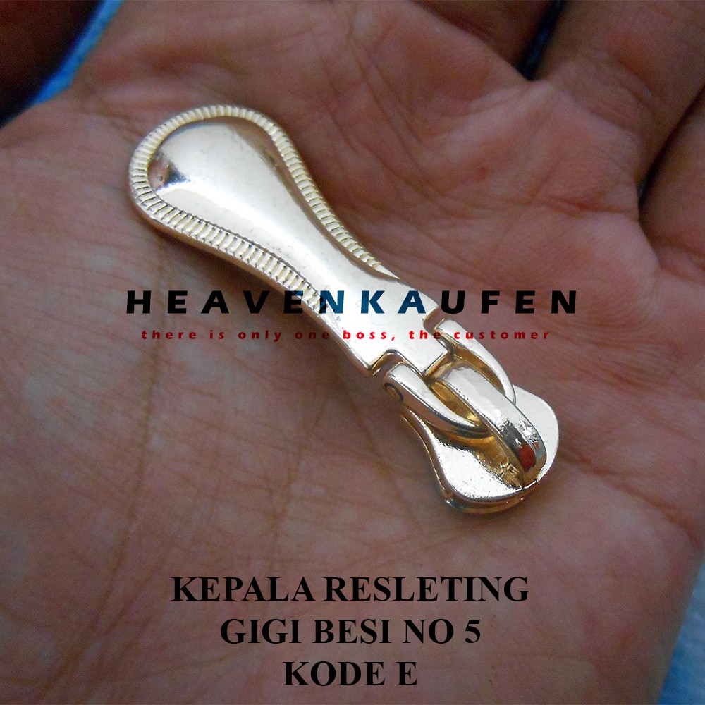 Kepala Resleting Gigi Besi Gold Muda / Emas Muda No 5 Kode E