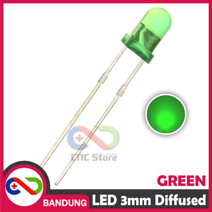 10PCS LED 3MM F3 SUPER BRIGHT GREEN HIJAU DIFFUSED