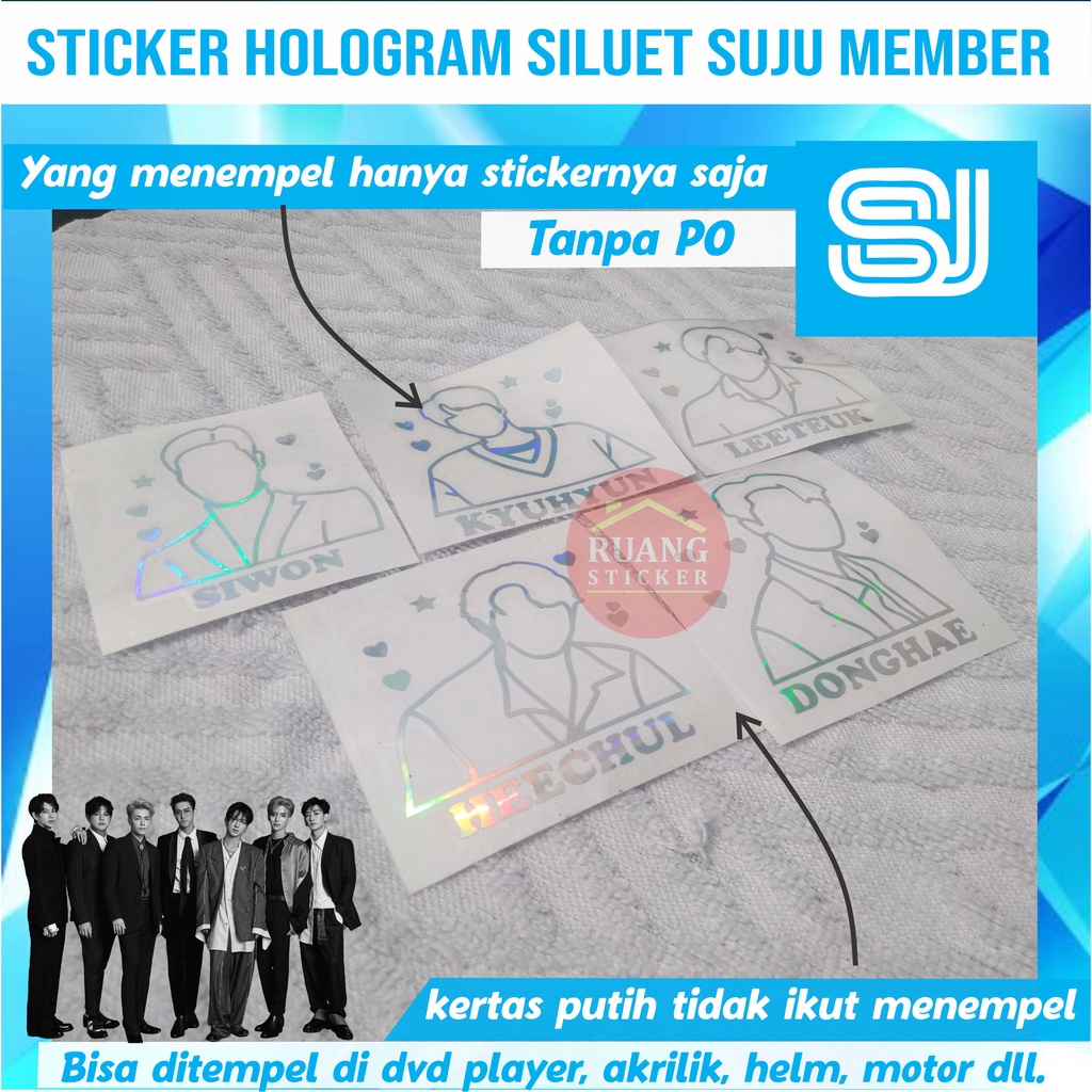 STIKER HOLOGRAM PELANGI MEMBER SUPER JUNIOR  SUJU SILUET SEHARI JADI STICKER