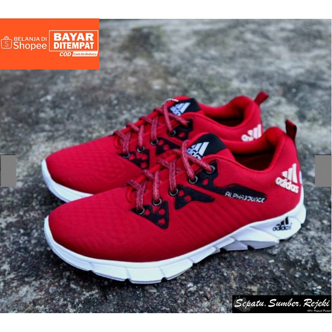 BIG SALE Sepatu Sneakers Olahraga Pria Outdoor / Sepatu Adidas Alphabounce Merah Running Gym Fitness