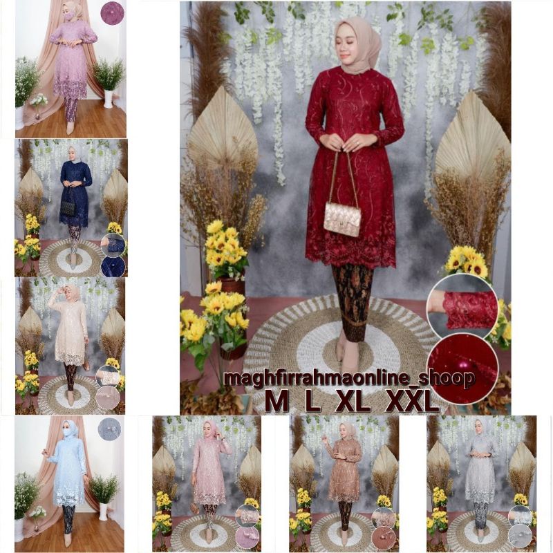 BAJU KURUNG KEBAYA TULLE /TUNIK TULLE PREMIUM/SETELAN KEBAYA BROKAT/