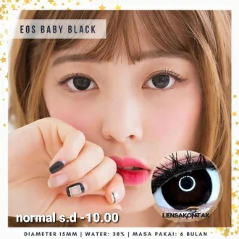 Softlens Eos Baby Black SBK dia.15mm Normal Minus s.d -10.00 softlen Minus tinggi