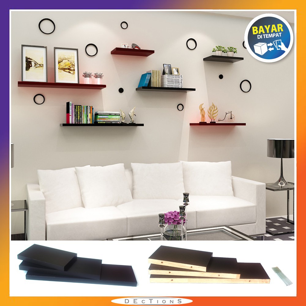 Promo Set 6 Buah Floating Shelves / Ambalan / Rak Dinding Minimalis [40cm / 30cm / 20cm]