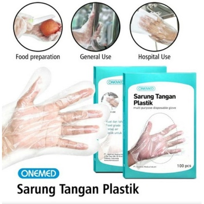 Sarung Tangan Plastik ONEMED isi 100/Multi Purpose Disposable Glove