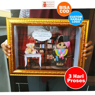 Boneka Flanel Wisuda in Frame Kado Hadiah Graduation Murah 