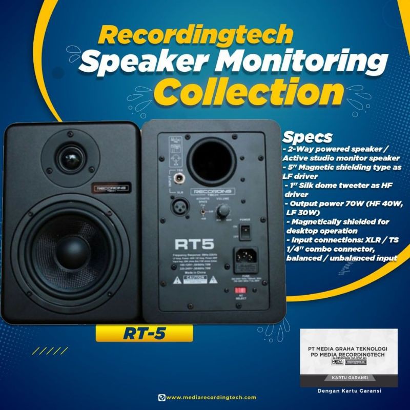 Speaker Monitor Flat Recording Tech 5 Original Sepasang